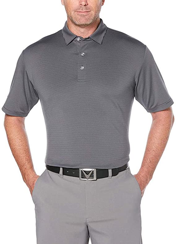 Callaway Men's Basics Short Sleeve Fine Line Stripe Polo Shirt