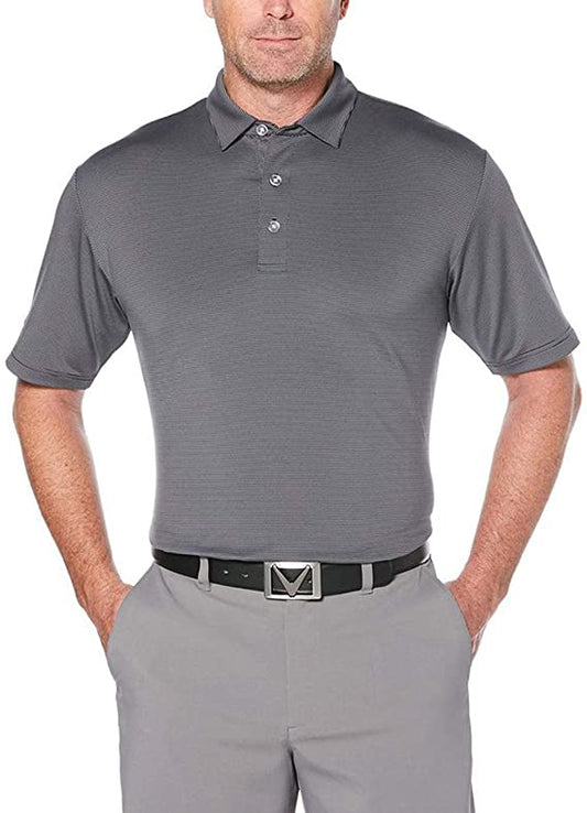 Callaway Men's Basics Short Sleeve Fine Line Stripe Polo Shirt