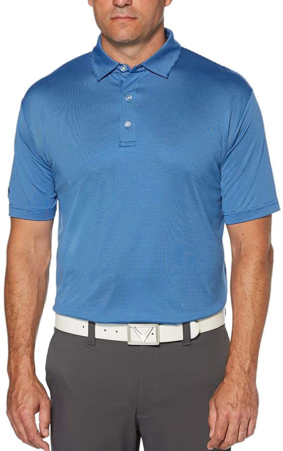 Callaway Men's Basics Short Sleeve Fine Line Stripe Polo Shirt